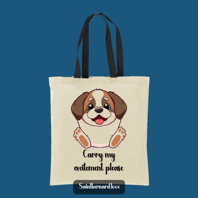 Funny Kawaii Saint Bernard Tote Bag - Excited Paws Up Accessory