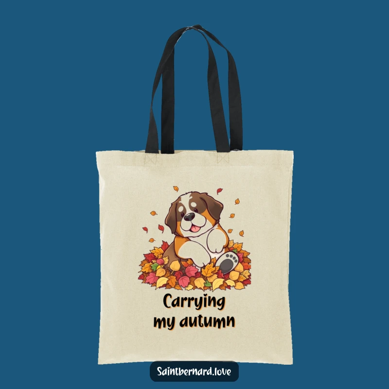 Funny Saint Bernard Leaf Pile Tote Bag - Carry Autumn Cheer