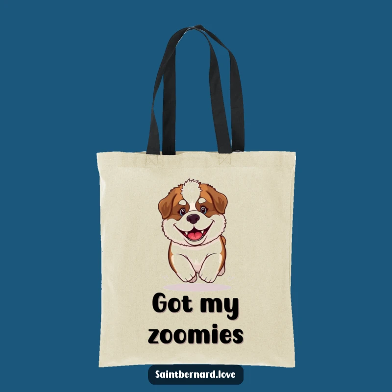 Funny Saint Bernard Puppy Tote Bag: Grinning Dog, Spacious Carry-all, Great Gift